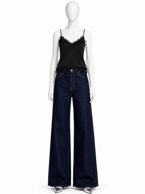 Levi's Ribcage Wide Leg High Rise Jeans 26x32 Dark Wash Shaded View NWT 70s